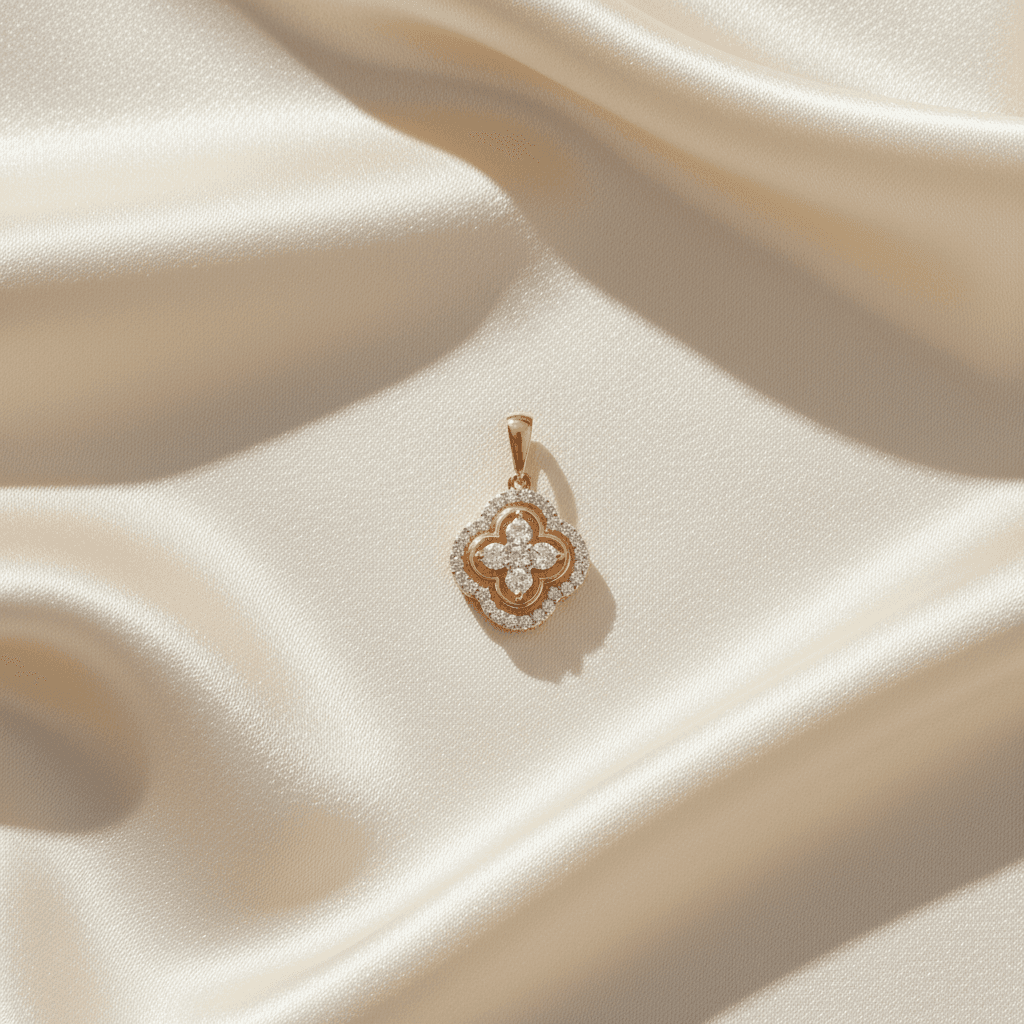 Sparkling Clover Gold Pendant
