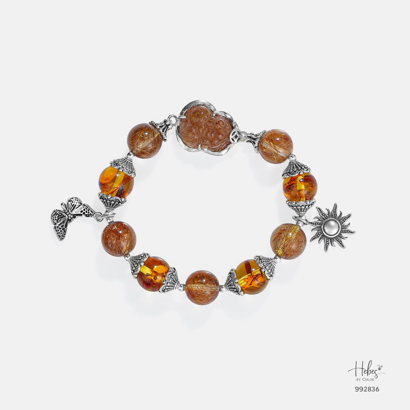 Autumn Glow Golden Harvest Red Rutilated Quartz Bracelet