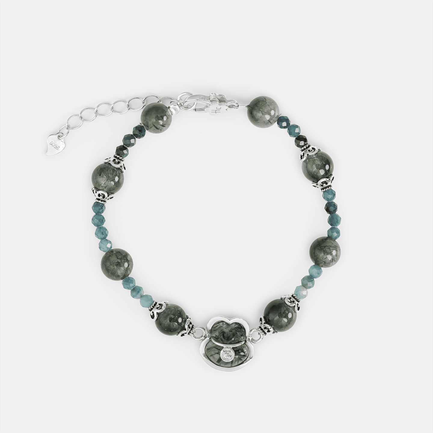 Tourmaline  mix Green rutilated quart bracelet