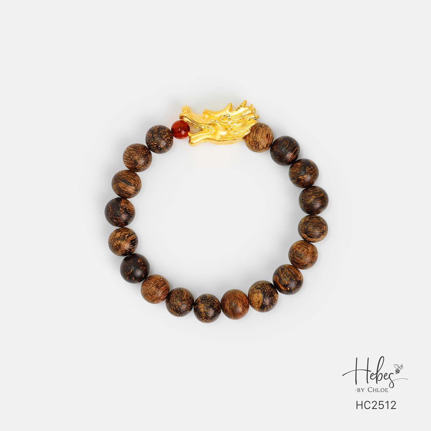 Indonesian Agarwood Jade Dragon Charm Bracelet HC2512