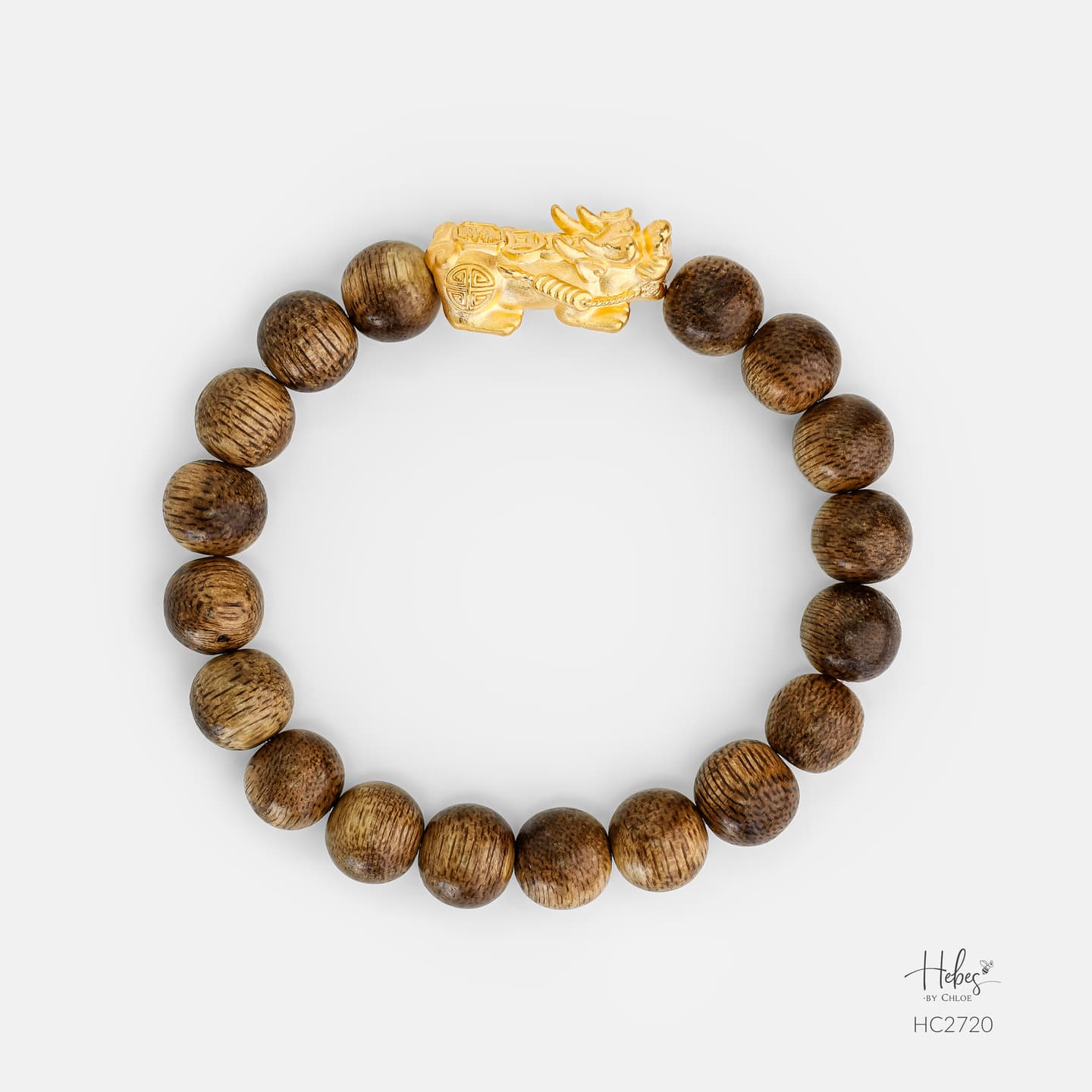 Vietnamese Agarwood Dragon Charm Bracelet (10mm) - HC2720