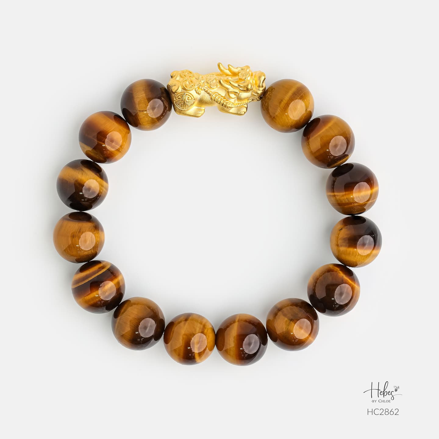 24K Gold Pixiu Yellow Tiger Eye Bracelet (12mm) 992862