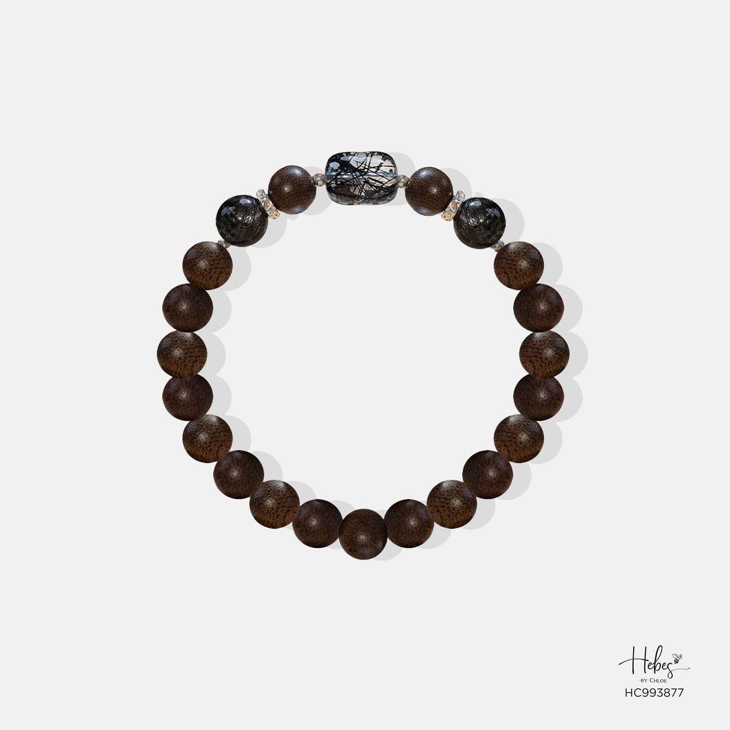 Vietnamese Agarwood Black Rutilated Quartz Bracelet 993877