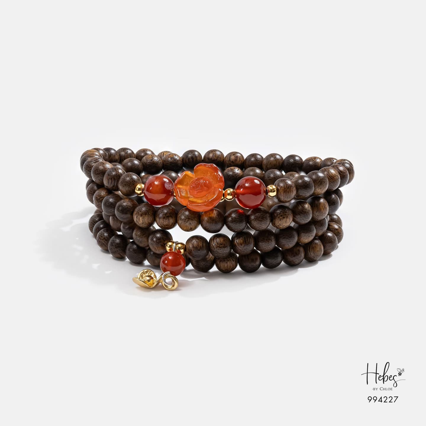 Vietnamese 108 Beads Agarwood Red Agate Peony Bracelet (6mm)  994227