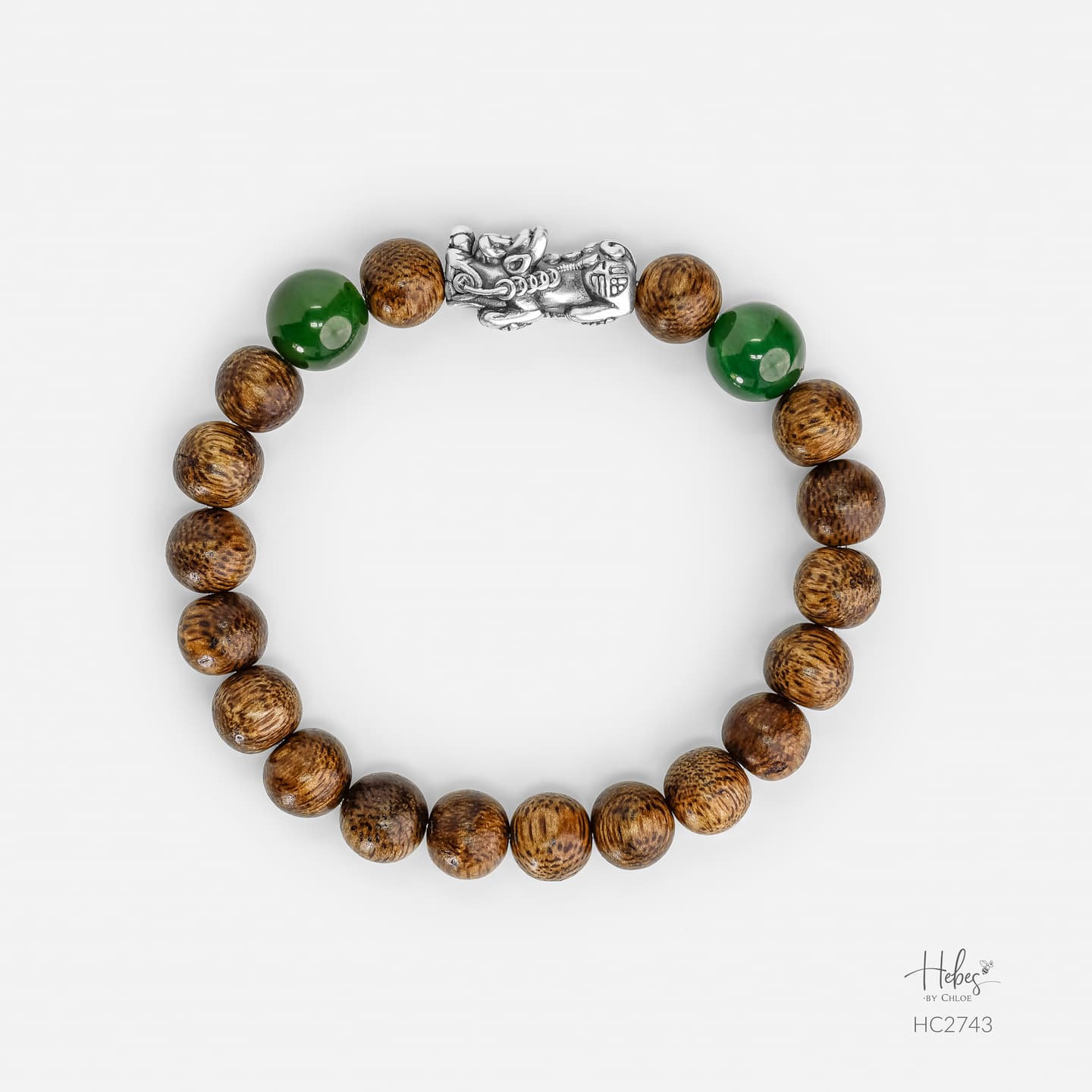 Vietnamese Agarwood Jade Pixiu Dragon Charm Bracelet HC2743
