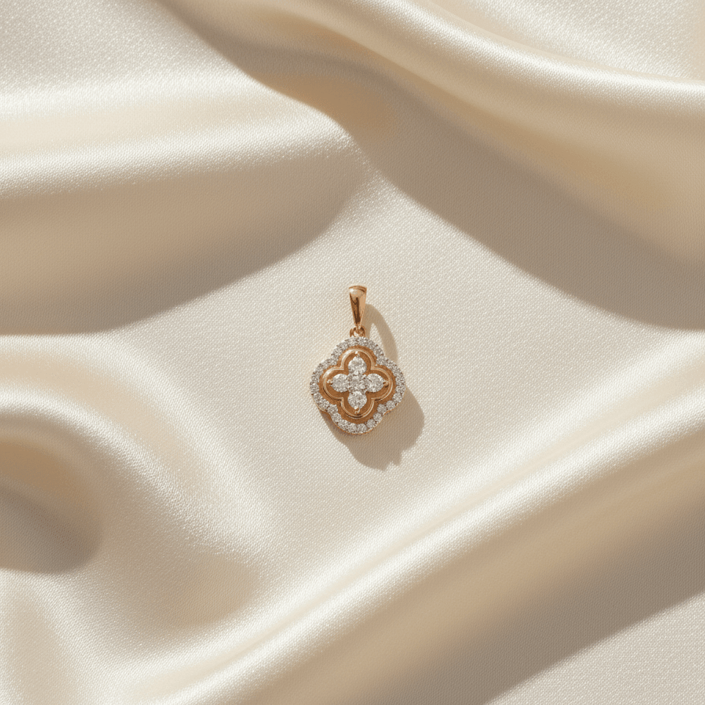 Sparkling Clover Gold Pendant