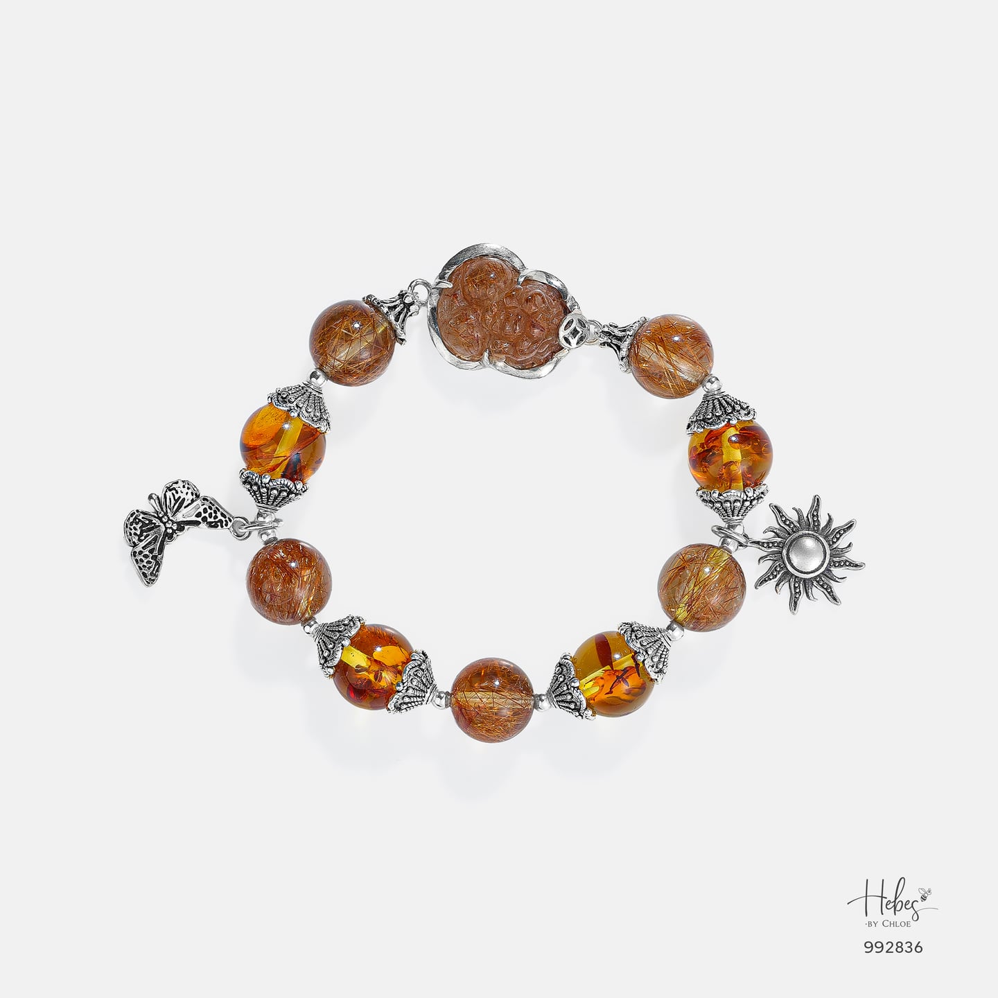 Autumn Glow Golden Harvest Red Rutilated Quartz Bracelet