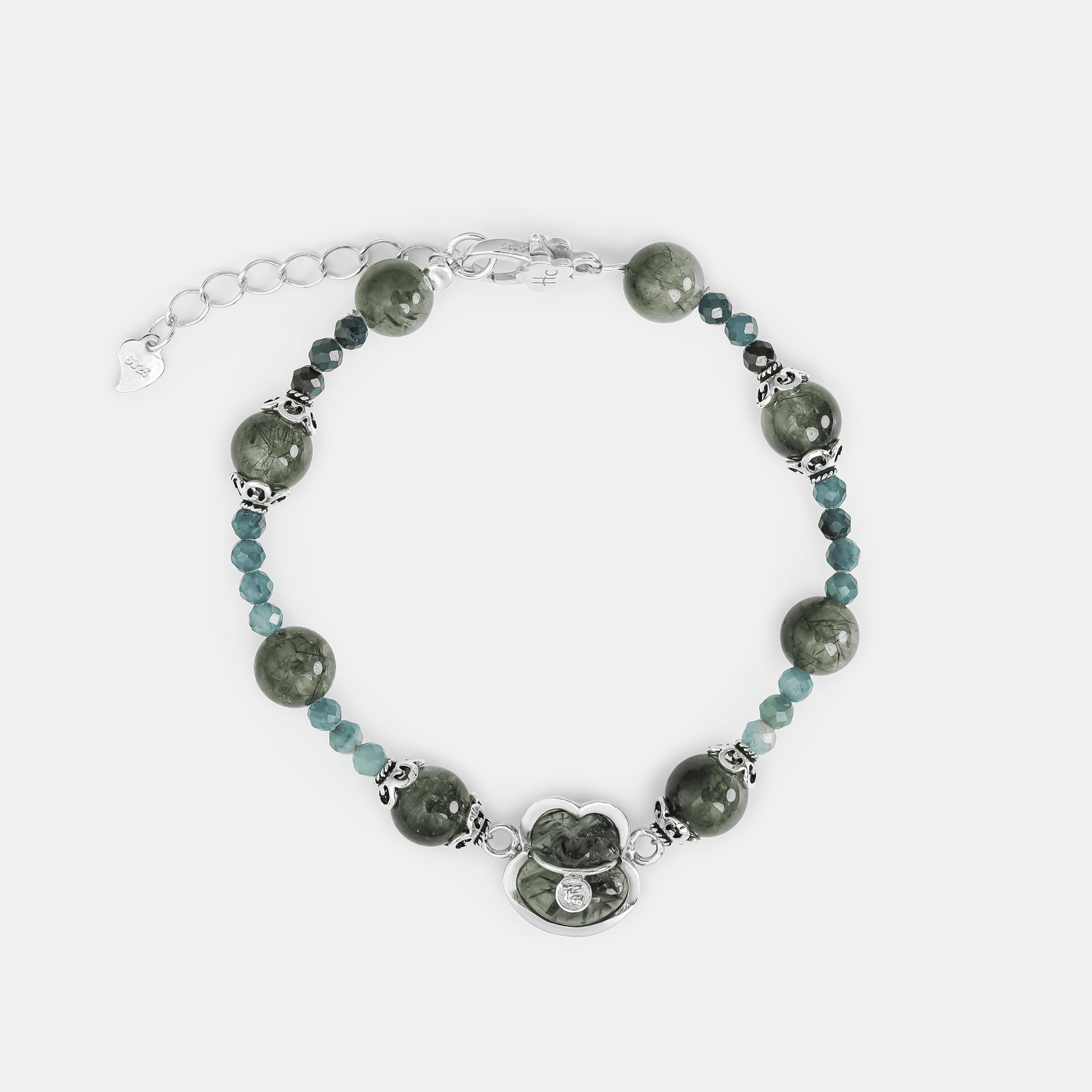 Tourmaline  mix Green rutilated quart bracelet
