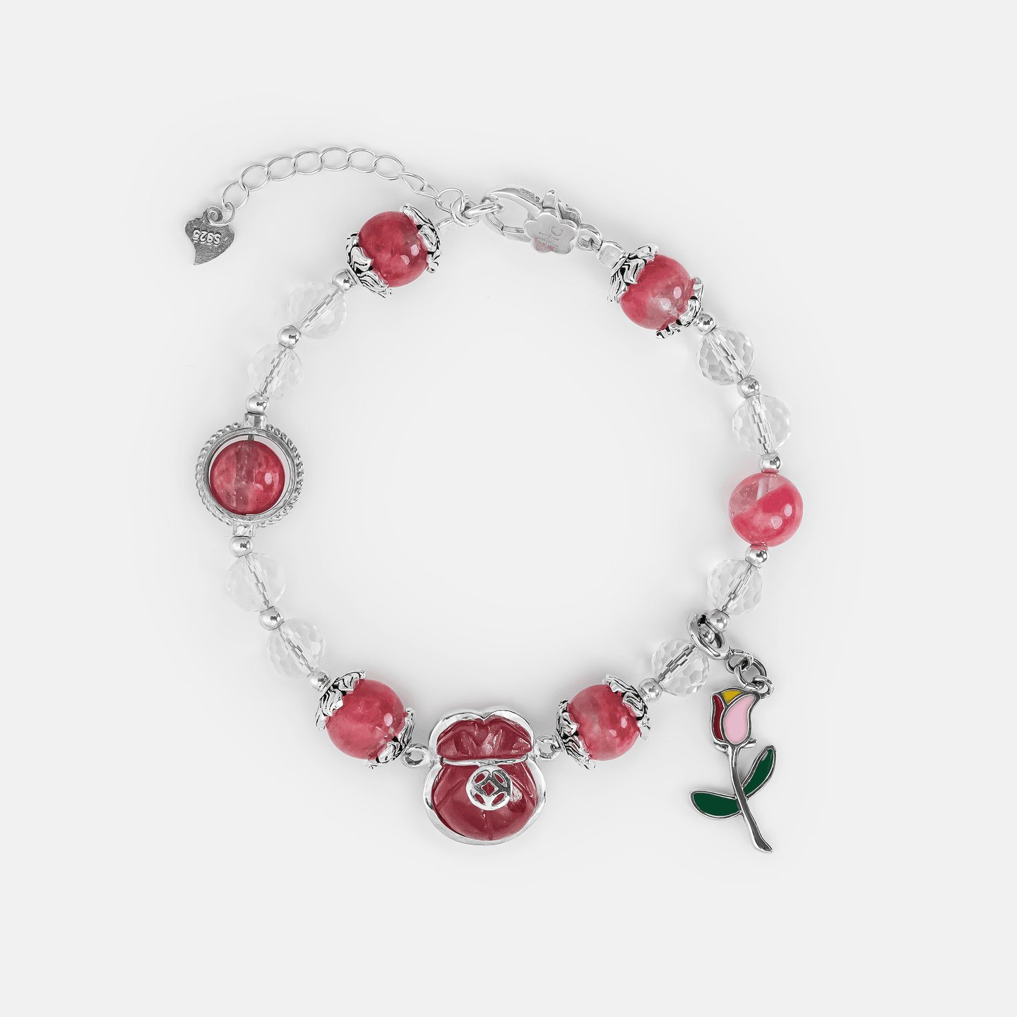 Ruby  Bracelet with Carved Stone