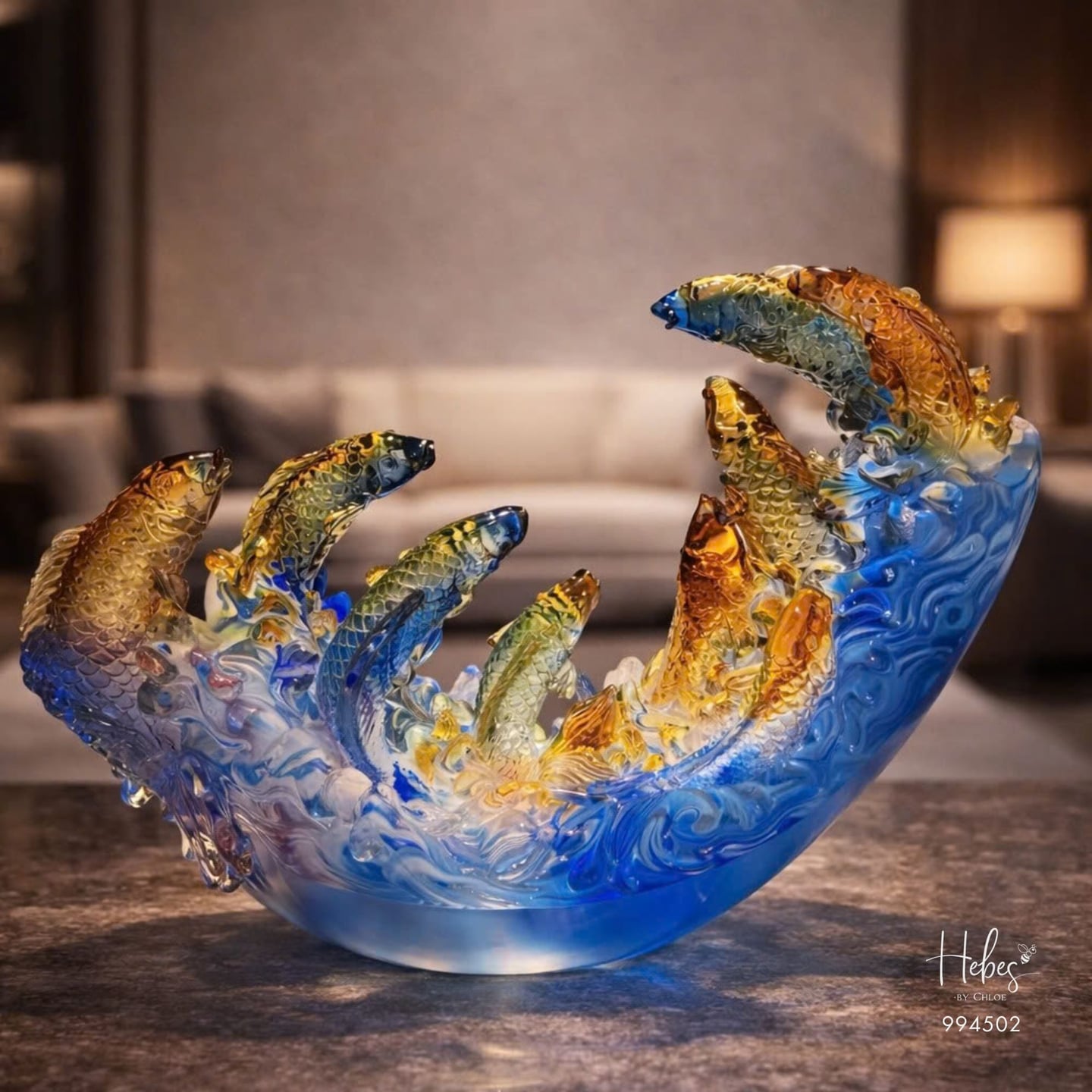 Crystal Feng Shui Koi Fish Ascension Statue 994502