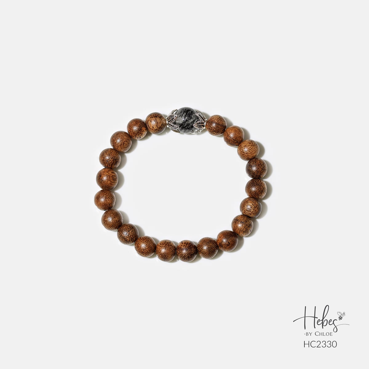 Vietnamese Agarwood Blạck Rutilated Quartz Bracelet HC2330