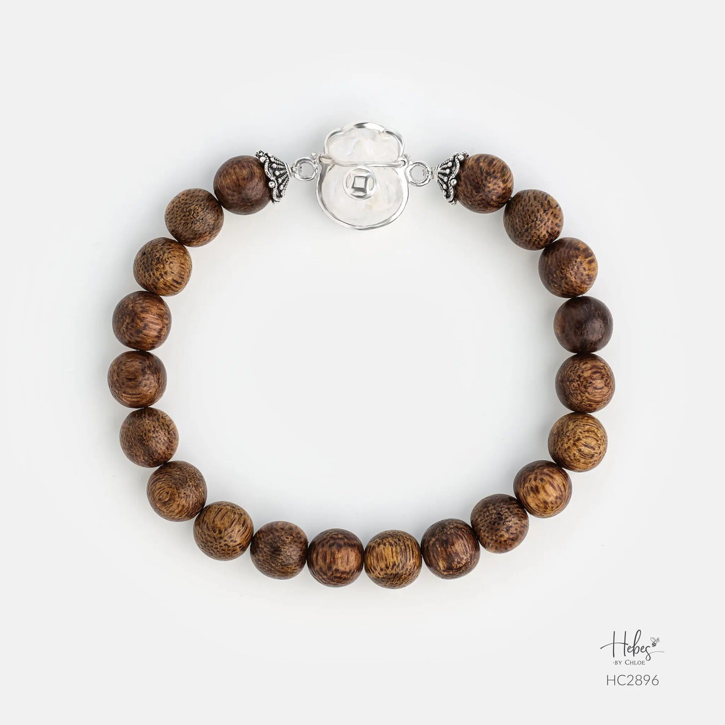 Vietnamese Agarwood Moonstone Fortune Pouch Bracelet HC2896